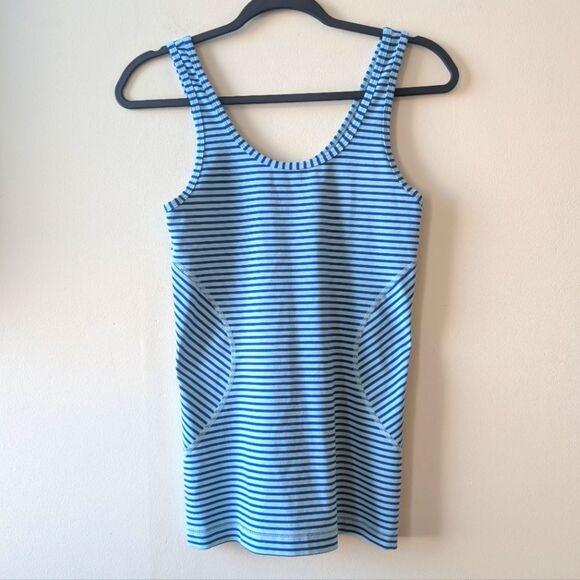 Zella Double Scoop Ocean Stripe Tank Top Ocean Blue Size Small - Picture 3 of 6